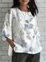 Loose Crew Neck Leaf Simple Shirt