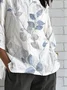 Loose Crew Neck Leaf Simple Shirt