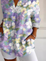 Women's Art Purple Pansy Floral Print Shirt