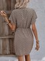 Women's Short Sleeve Summer Khaki Geometric Split Joint V Neck Dolman Sleeve Daily Going Out Vintage Midi A-Line Tank Dress