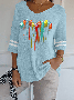 Women‘s Love Colorful Dog Paw Printed Casual V-Neck
