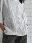 Simple Linen Blend Loose Floral Shirt