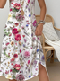 Simple Cotton Crew Neck Floral Dress