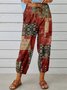Women's  Elastic Waist H-Line Baggy Pants Daily Going Out Pants White Vintage Printing Geometric Spring/Fall Pants