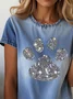 Print Casual Round Neck Short Sleeve T-Shirt