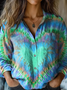Women's Retro Colorful Heart Tie-dye Print Shirt