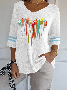 Women‘s Love Colorful Dog Paw Printed Casual V-Neck