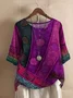 Women's Short Sleeve T-shirt Summer Green Geometric V Neck Daily Going Out Casual Top