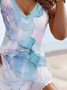 Cotton-Blend V Neck Street Abstract Tank Top