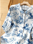 Women's Vintage Dog Dachshund Floral Art Print Casual Short Sleeve Shirt
