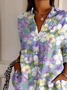 Women's Art Purple Pansy Floral Print Shirt