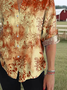 Women's Vintage Flower Art Print Casual Cotton Shirt