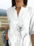 Women's Vintage Dandelion Art Print Casual Cotton Shirt
