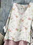 Women's Long Sleeve Blouse Spring/Fall Apricot Floral Printing V Neck Daily Going Out Casual Top