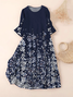 Regular Fit Crew Neck Floral Casual Dress With No