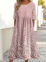 Loose Crew Neck Casual Floral Dress