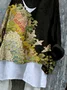 Women's Long Sleeve Blouse Spring/Fall Black Floral Printing V Neck Daily Going Out Casual Top
