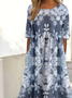 Casual Crew Neck Floral Loose Dress