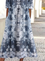 Casual Crew Neck Floral Loose Dress