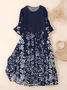 Regular Fit Crew Neck Floral Casual Dress With No