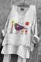 Women's Long Sleeve Blouse Spring/Fall Red Floral Printing V Neck Daily Going Out Casual Top