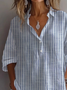 Women's Stripe Print Casual Button-Down Shirt