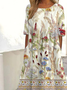 Loose Floral Casual Crew Neck Dress