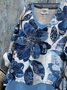 Women's Long Sleeve Blouse Spring/Fall Blue Floral Printing V Neck Daily Going Out Casual Top