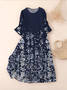 Regular Fit Crew Neck Floral Casual Dress With No
