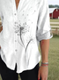 Women's Vintage Dandelion Art Print Casual Cotton Shirt