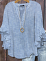 Casual Regular Fit Striped V Neck Blouse