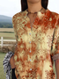 Women's Vintage Flower Art Print Casual Cotton Shirt