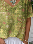 Simple Jersey V Neck Floral T-Shirt