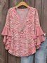 Women's Bohemian Pattern V-Neck Multi-Layered Lace Shirt