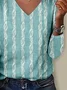 Print Casual V Neck Long Sleeve T-Shirt