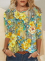 Casual Crew Neck Loose Floral T-Shirt