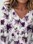 Print Casual V Neck Long Sleeve T-Shirt