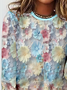 Floral Crew Neck Casual Loose T-Shirt