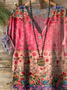 Women's Bohemian Pattern V-Neck Multi-Layered Lace Shirt