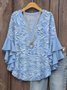 Women's Bohemian Pattern V-Neck Multi-Layered Lace Shirt