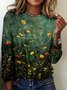 Cotton Vintage Crew Neck Plaid T-Shirt