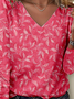 Print Casual V Neck Long Sleeve T-Shirt