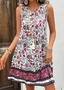 Casual Floral V Neck Dress With No