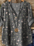 Women's Vintage Floral Art Print Button-Down Shirt