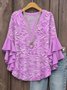 Women's Bohemian Pattern V-Neck Multi-Layered Lace Shirt