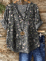 Women's Vintage Floral Art Print Button-Down Shirt