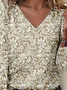 Print Casual V Neck Long Sleeve T-Shirt