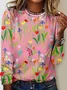Floral Casual Loose Crew Neck T-Shirt