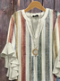 Women's Bohemian Pattern V-Neck Multi-Layered Lace Shirt