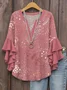 Women's Bohemian Pattern V-Neck Multi-Layered Lace Shirt